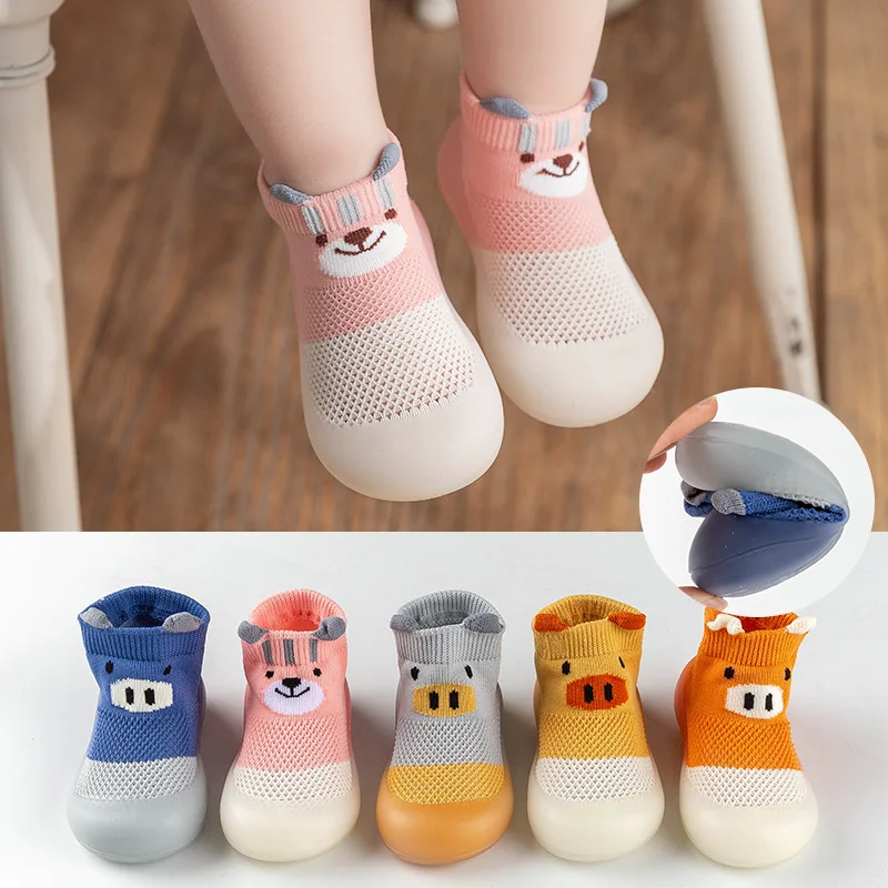 

Baby Shoes Kids Soft Rubber Sole First Walkers Children Sock Shoes Non-slip Floor Socks Toddler Sock Shoes 0-4Y Boy Girl Booties