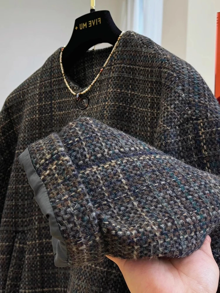 Chubby Girl Extra Large вес 50 00 кг изящная твидовая короткая шерстяная куртка во