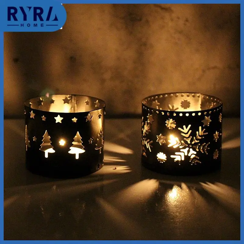 

Household Table Ornaments Candlestick Decoration Noel Navidad Christmas Decoration Iron Hollow Aromatherapy Candle Cup Creative