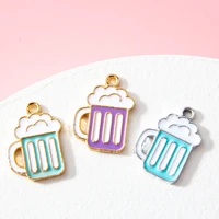 10pcslot 1116mm enamel blue purple beer mug shape charms silver color earring diy fashion jewelry accessories