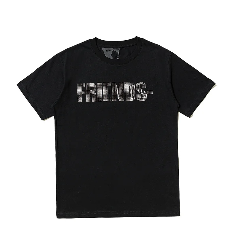 

Футболка VLONE Мужская/женская с коротким рукавом, уличная одежда с бриллиантовым логотипом, повседневная спортивная свободная уличная одежд...