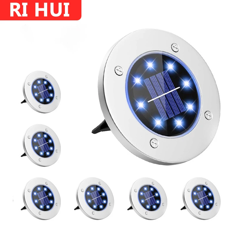 

8/10LED Solar Power Disk Light Outdoor Solar Light Spotlight Buried Led Lamp Cited Street Lights Rainproof Garden Decoration
