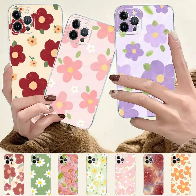 

Flower illustration Phone Case For iPhone 8 7 6 6S Plus X SE 2020 XR XS 14 11 12 13 Mini Pro Max Mobile Case