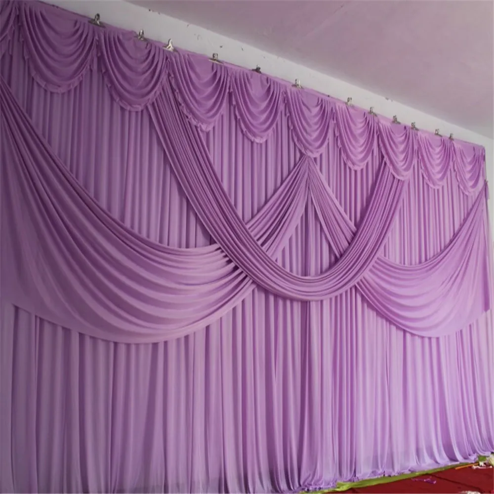 

New Pure White 10ft*20ft Wedding Stage Decoration Wedding Backdrop Curtain With Swag Celebration Stage Performance Background