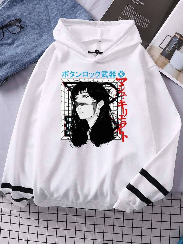 

Cyberpunk Cyborg Girl Vaporwave Urban Style Womens Splicing Hoodie Simple Oversize Sweatshirt Casual Autumn Fleece Woman Clothes