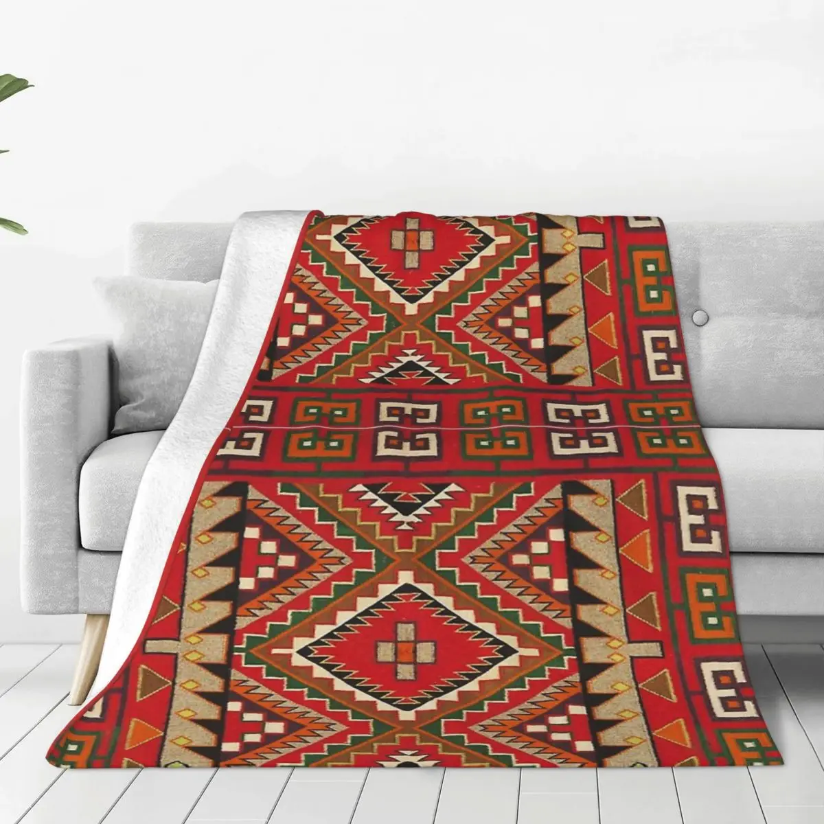 

1890 NAVAJO SADDLE BLANKET One Of The Finest Works Of Art Blanket Flannel Parallelogram Cozy Soft FLeece Bedspread