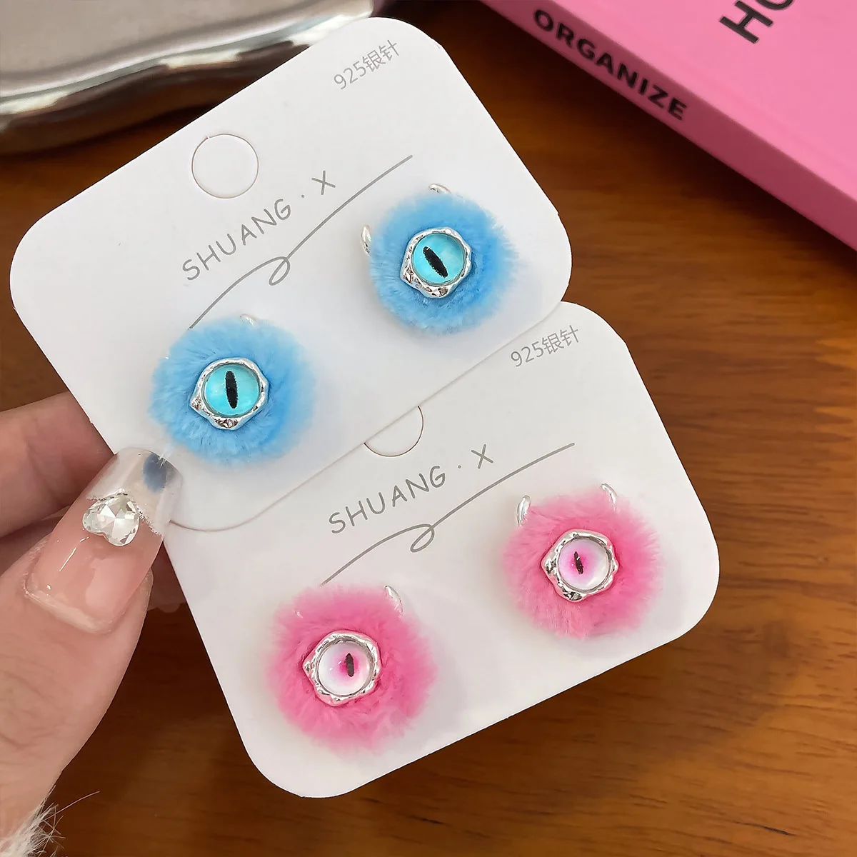 Симпатичные плюшевые большие серьги с эффектом потертости для женщин