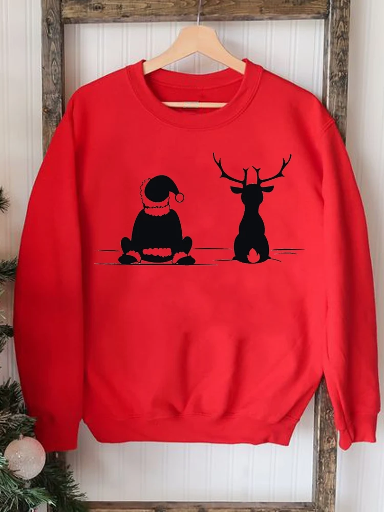 

Пуловер женский Рождественский с круглым вырезом и принтом, в стиле 90-х