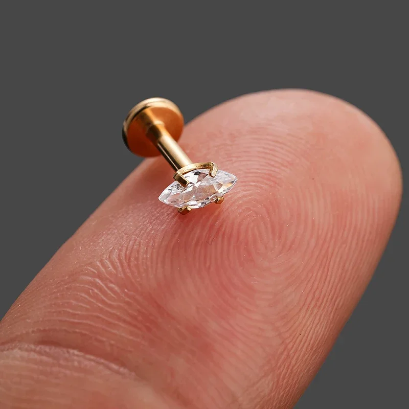 Серьги-гвоздики женские из нержавеющей стали с фианитом ювелирные украшения для