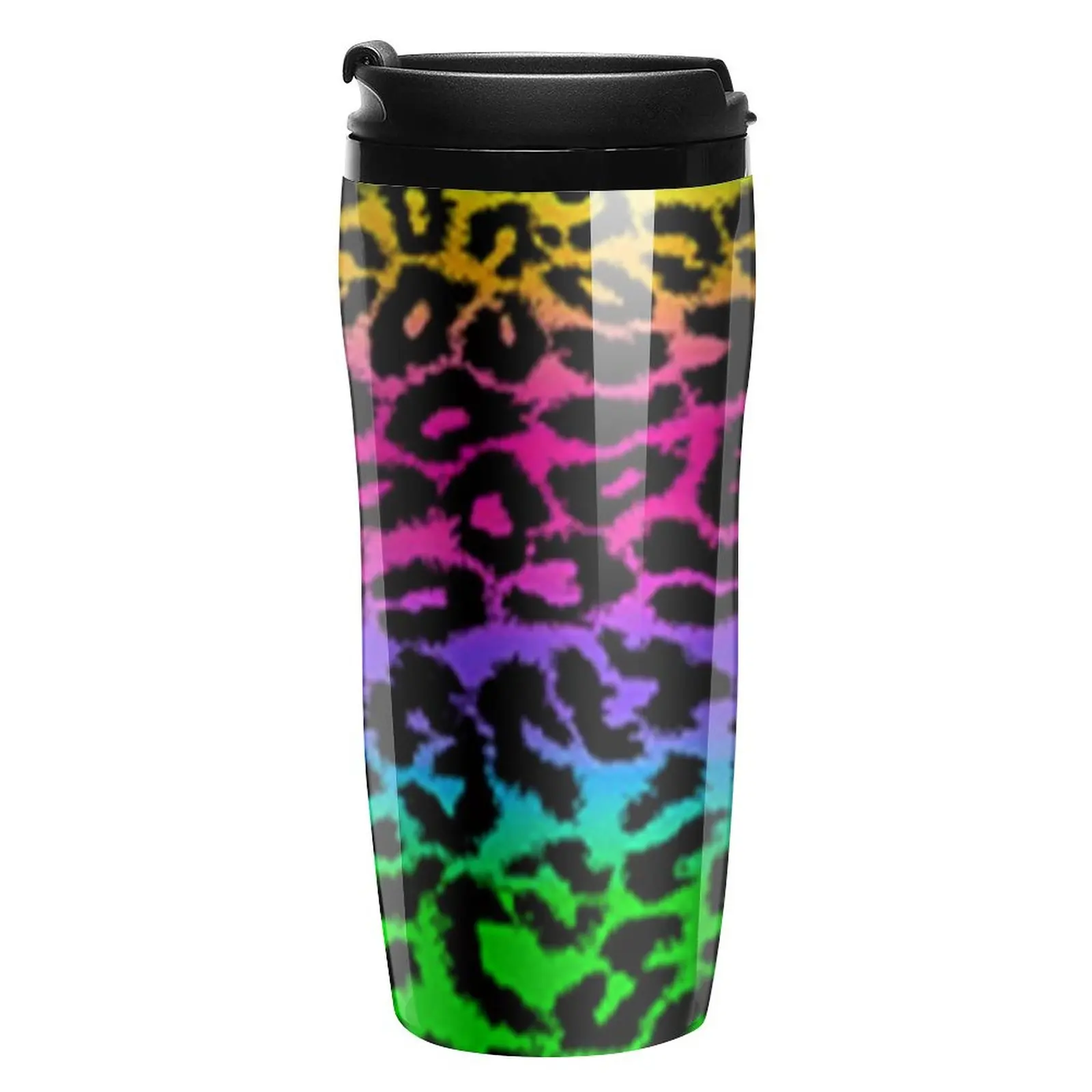 

Fantasy Rainbow Coffee Mug to Go Leopard Print Portable Personalized Water Bottle Leakproof Cold and Hot 350ml Plastic Cup