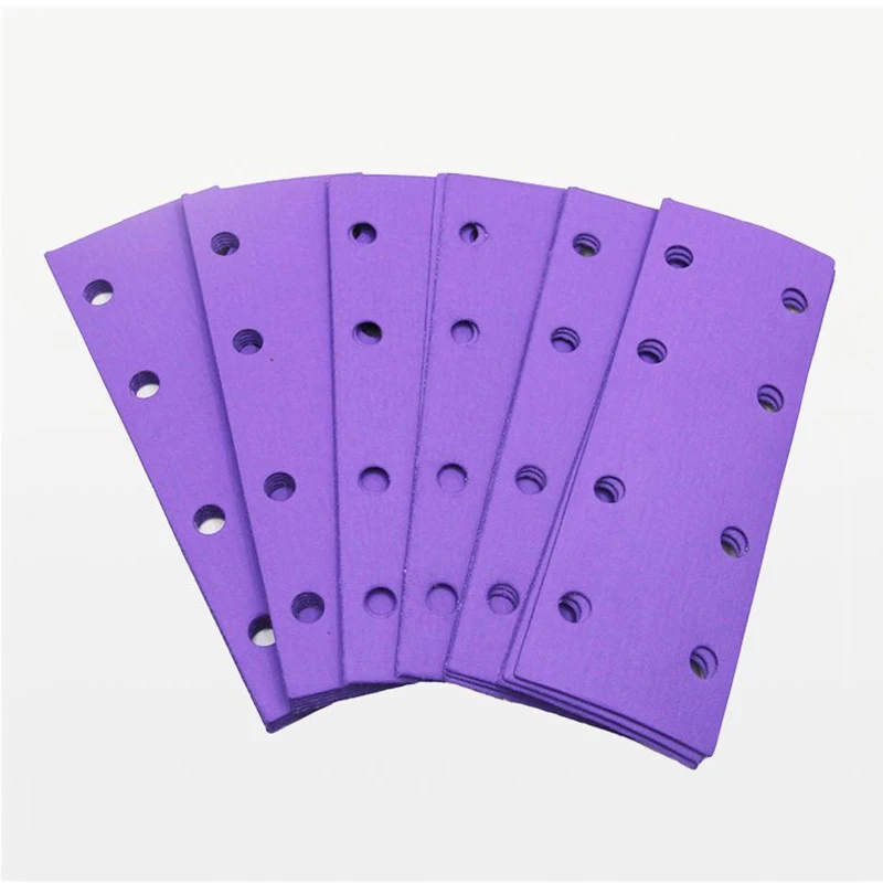Purple Sandpaper Rectangular 8-Hole Dry Sanding Paper 70x198 Air Mill Flocking Vacuum Cleaning Car Polishing Sandpaper