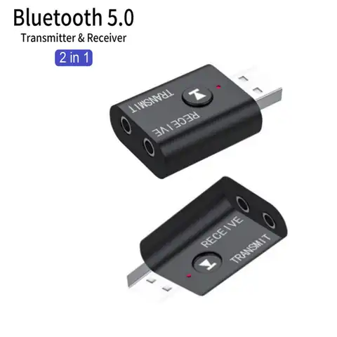 Bluetooth-адаптер BT5.0, беспроводной аудиоприемник и передатчик, двухфункциональный разъем AUX 3,5 мм, USB-ключ для динамика, гарнитуры, автомобиля