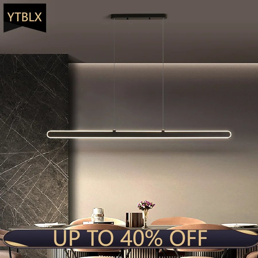 

Minimalist Modern LED Chandelier Dining Room Island Long Hanging Light Nordic Restaurant Office Bar Coffee Shop New Pendant Lamp
