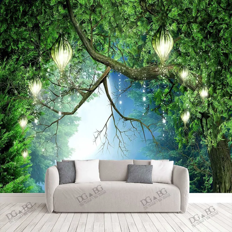 

Painting Supplies Wall Treatments Forest Tree Murals Living Room Bedroom Wallpaper Custom Photo Fabric Textile Wallcoverings