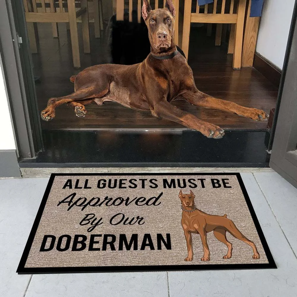 

All Guests Must Be Approved By Our Doberman Doormat 3D Print Pet Dog Doormat Absorbent Non-slip Carpet Entrance Door Mat