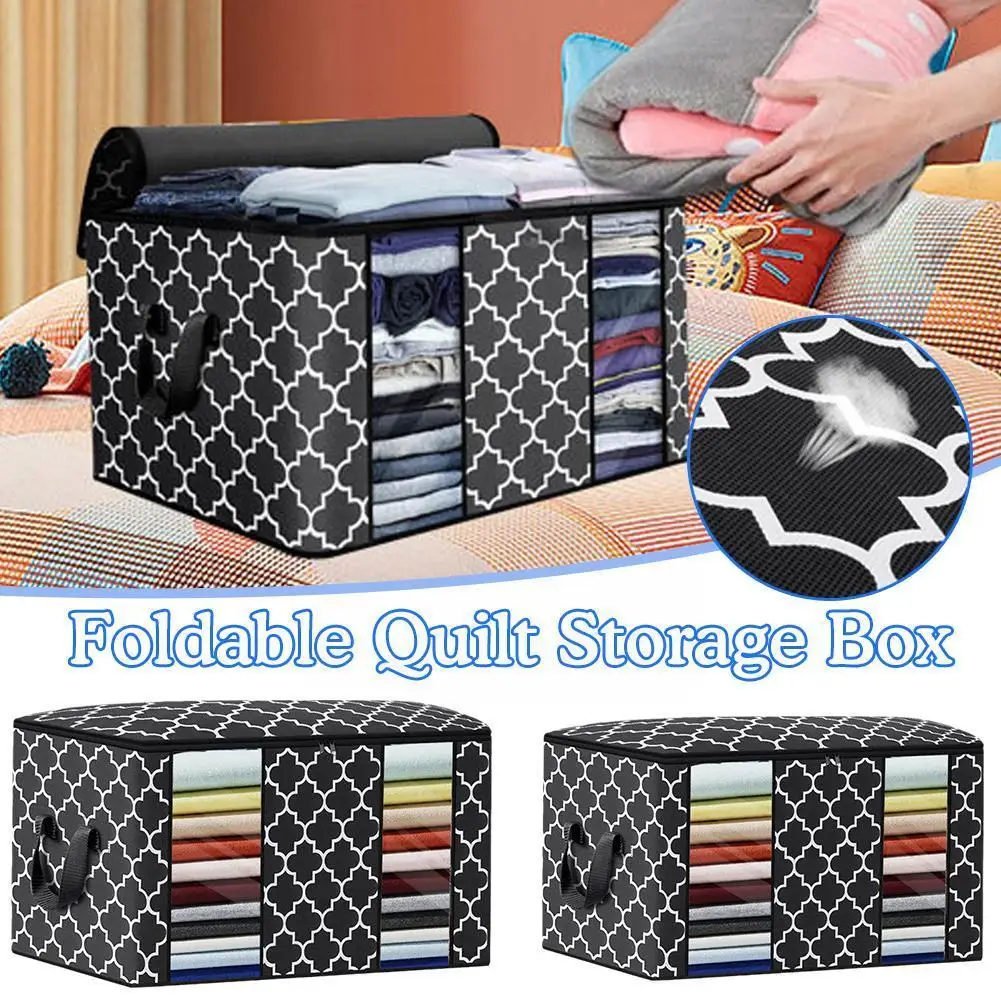 

Quilt Storage Bag Dust-proof Wardrobe Quilt Clothes Sorting Box Moving Blanket Organizer Storage Household Bag Bags Zipper F1E9