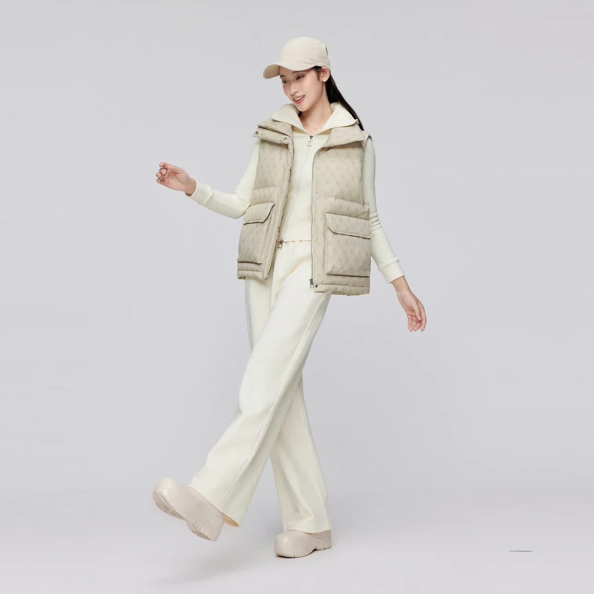 BOSIDENG женский безрукавный пуховой жилет с воротником-стойкой 90% стеганый зимняя