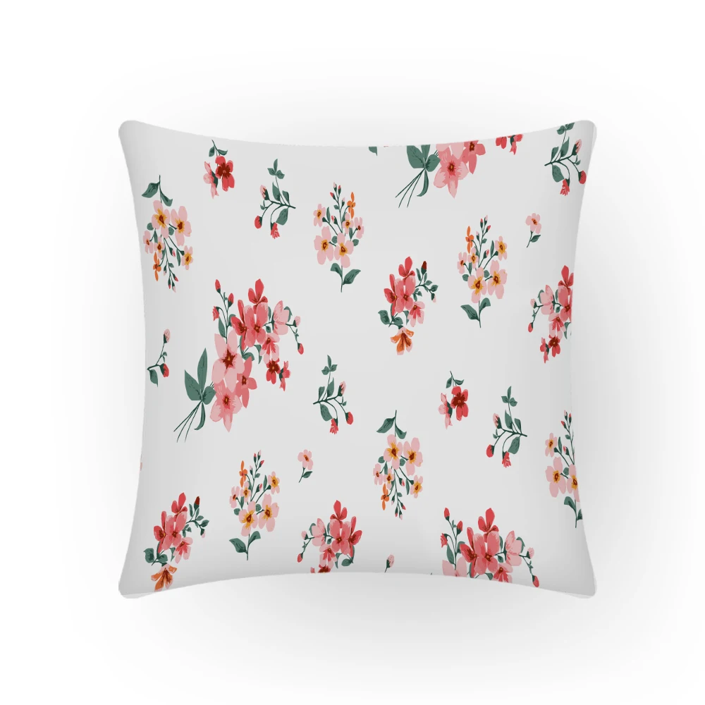 

Cushion Cover Floral Nordic Polyster Linen Pillowcases for Pillows 45x45 Artistic Flower Home Decor Velvet Summer Textile E2009
