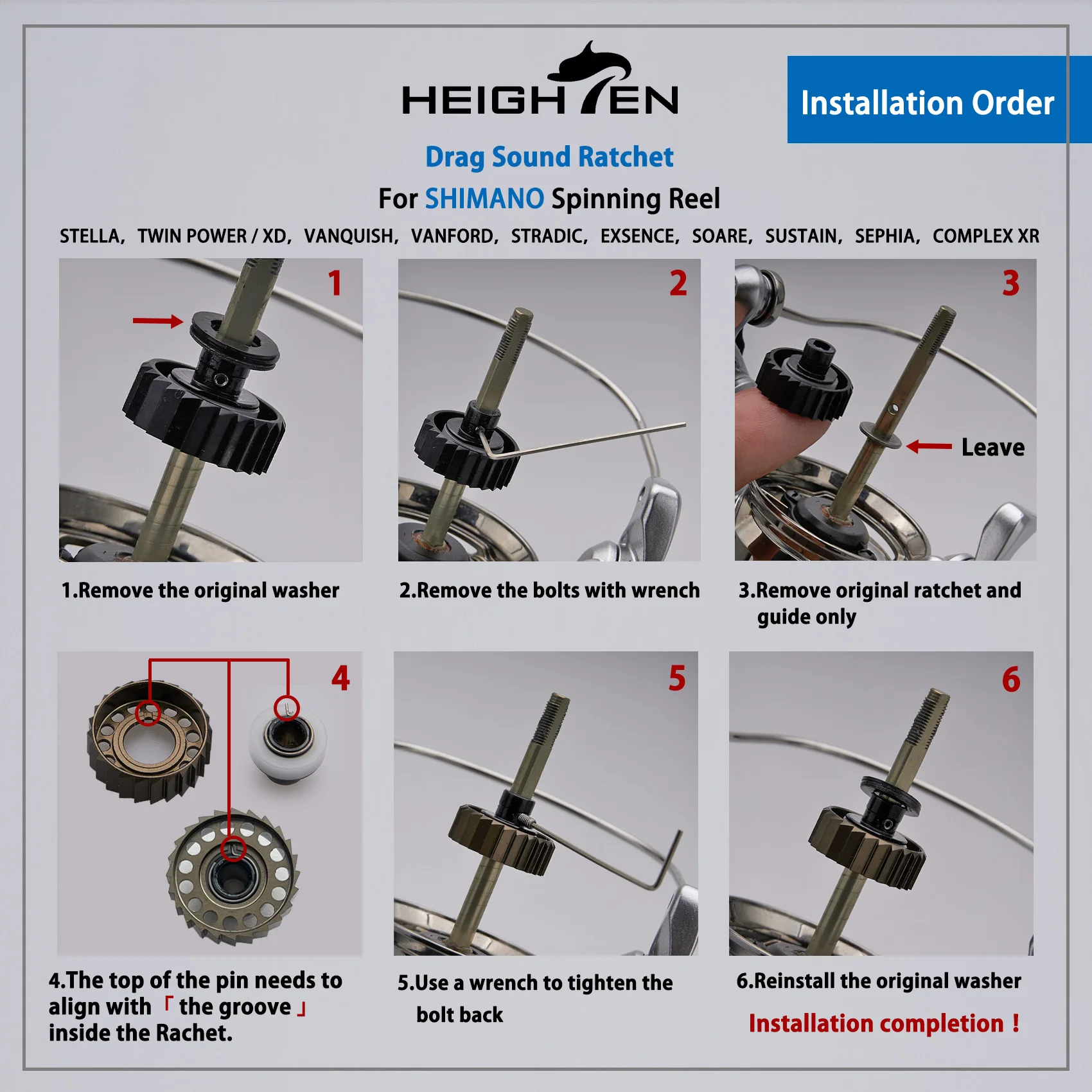 HEIGHTEN Спиннинговая катушка с храповым механизмом для Shimano Stella Vanquish Twinpower Stradic Vanford (art.: 3920cb7ef18fe) - 3920cb7ef18fe