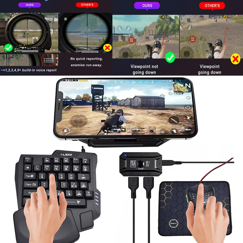 

M1PRO мобильный контроллер игровая клавиатура мышь конвертер Bluetooth-Совместимость с PUBG мобильный контроллер для Android адаптер IOS