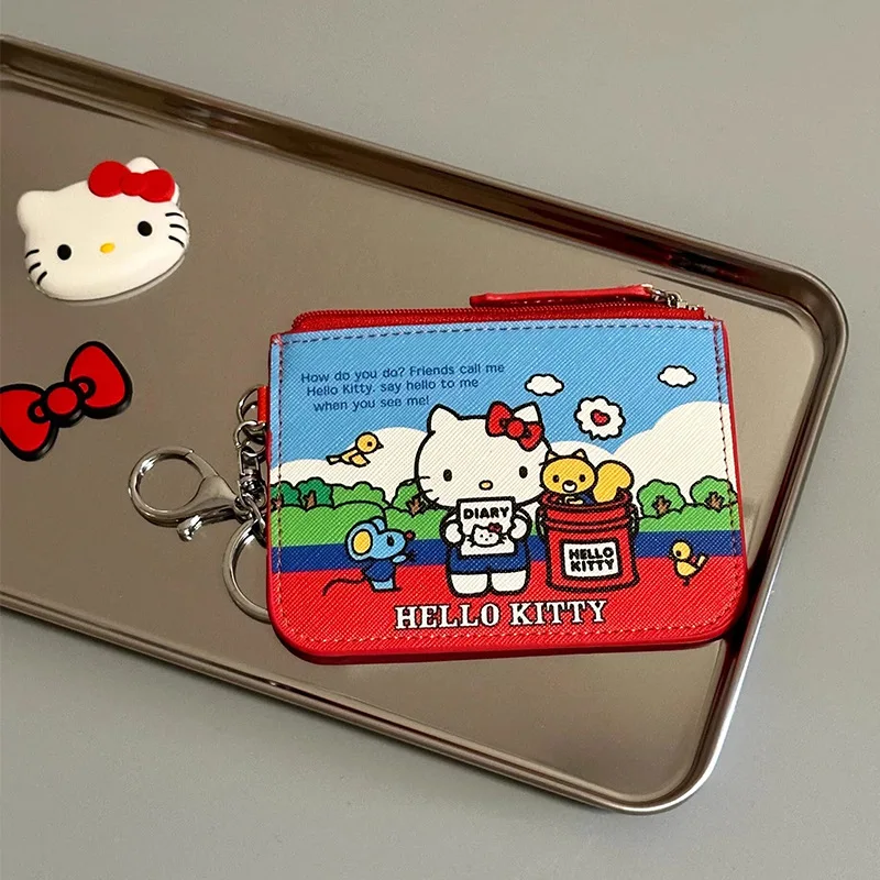 Новый Sanrio Hello Kitty Pu портмоне Kawaii аниме мультфильм чехол для карт двойного