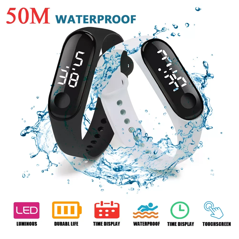 

Waterproof Men Watch LED Sport Digital Watch Women Kid Fitness Wristwatch Full touch screen Smart watch Heart Rate Monitor