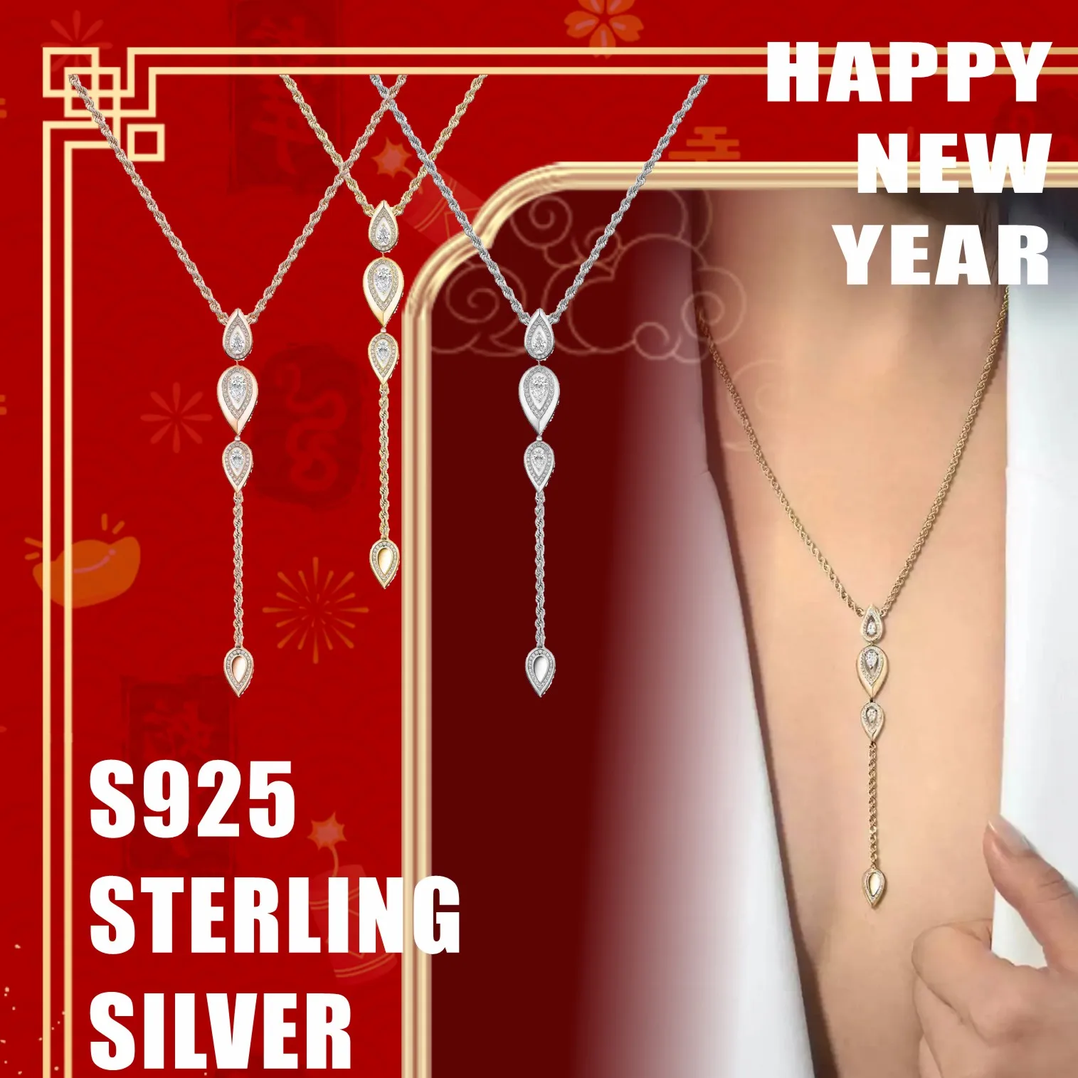 Ожерелья с огненным галстуком из стерлингового серебра 925 пробы роскошными