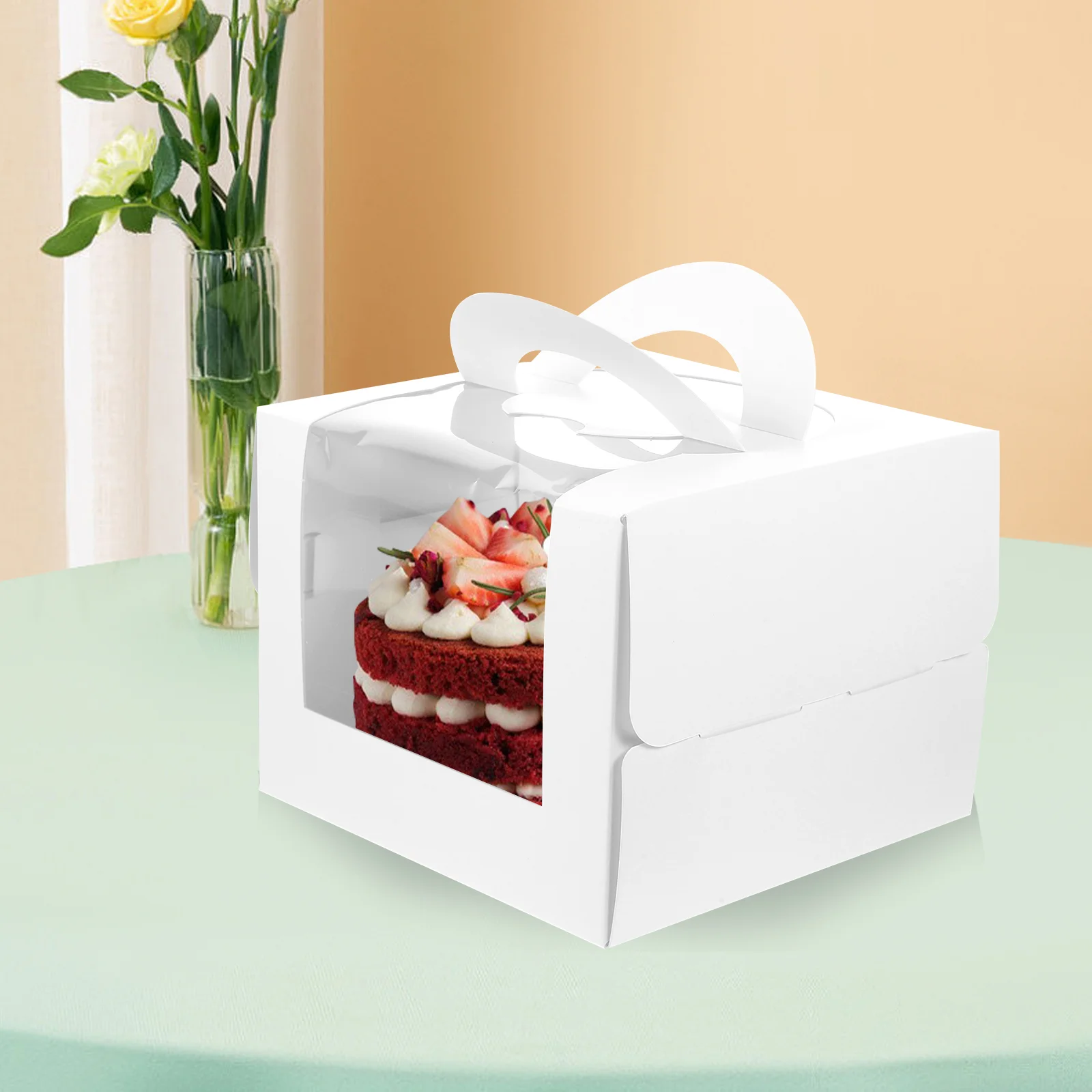 

10 Pcs Portable Cake Box Small Boxes Gifts Cupcake Holder Lid Clear Containers Packing Candy Packaging Carrier Bread Window
