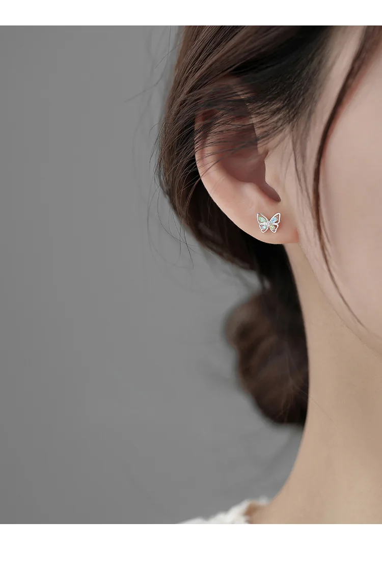 Корейские милые красочные серьги-гвоздики в виде бабочки для женщин и девушек
