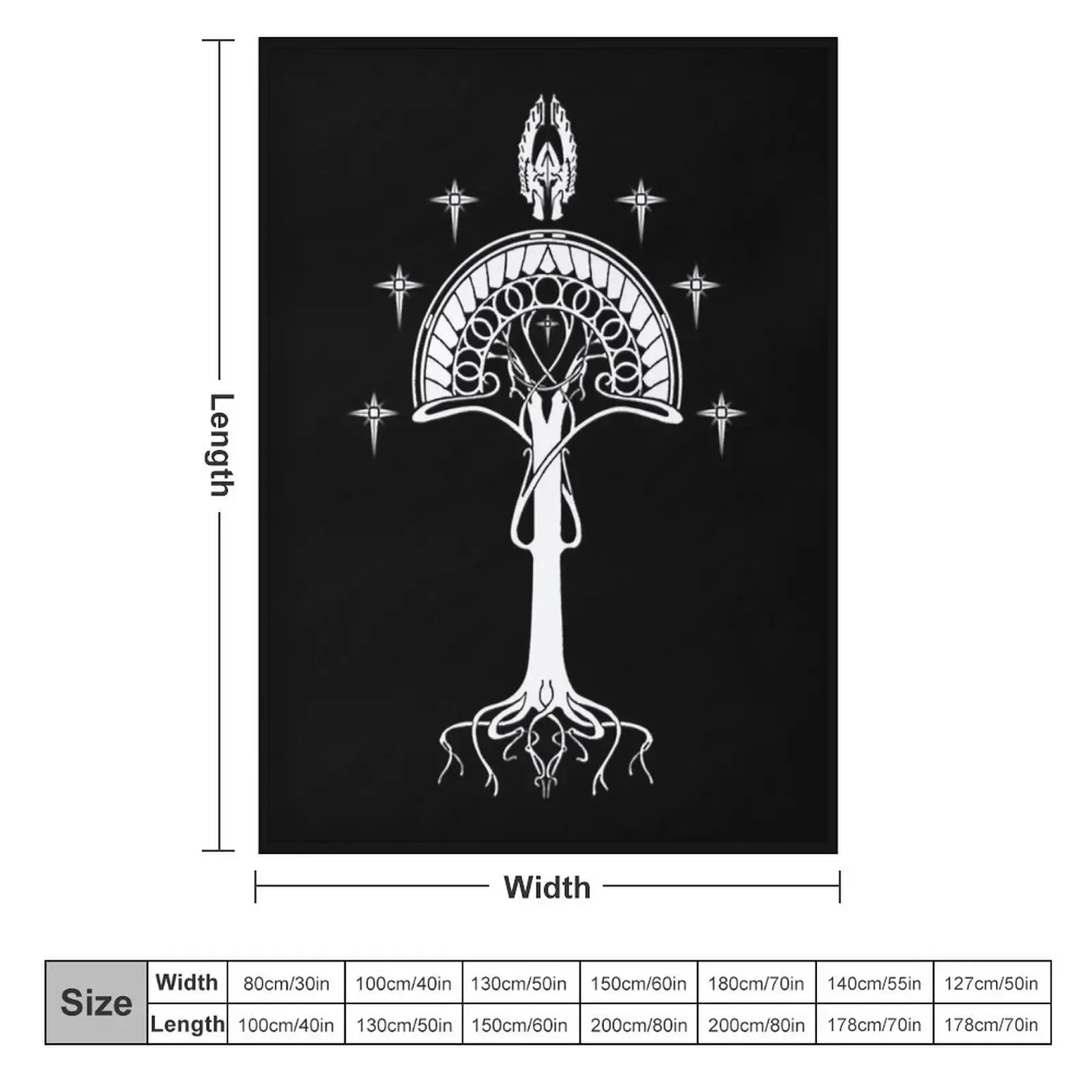 Сигил Великобритании Арнора и Гондора (Gondorian черный вариант) Плед Фланелевое