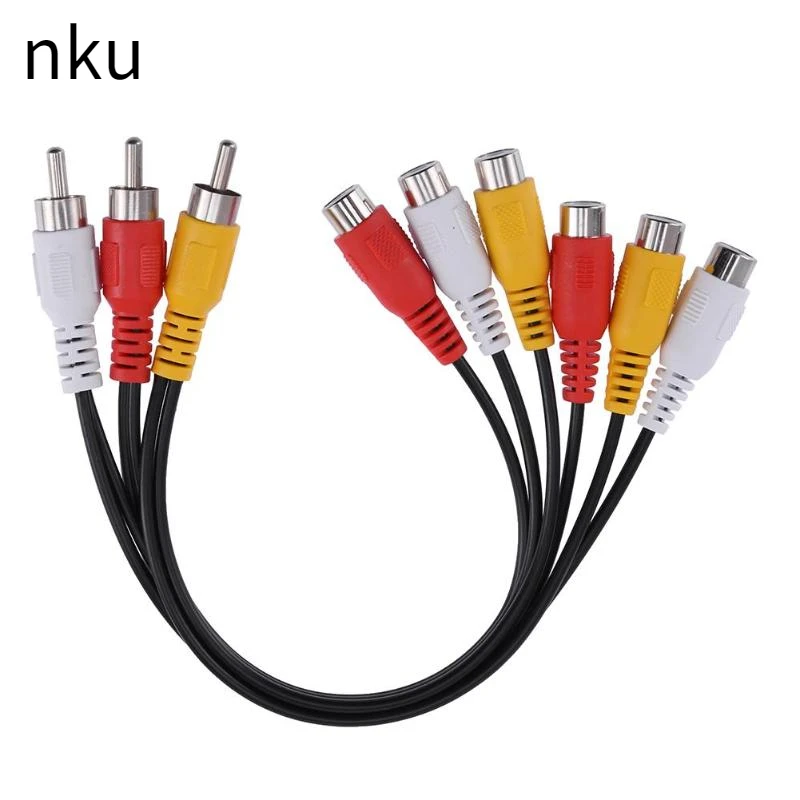 

Nku 0.25m Audio Video Extension Cable 3 RCA Male Jack To 6 RCA Female Adapter AV Splitter Cable for TV DVD Player Projector