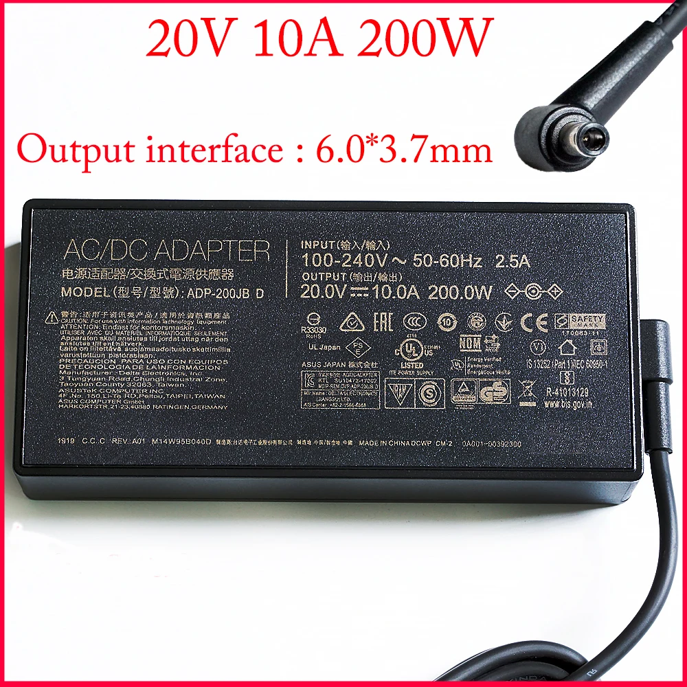

Новый для ASUS 20V 10A ADP-200JB D адаптер переменного тока Зарядное устройство TUF тире F15 FX516PR FA506QR ROG Зефир G15 GA503QM-HQ121R GA503Q