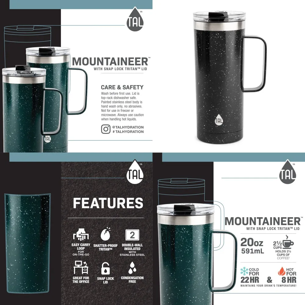

Outdoor Cup for Any Adventure Exceptionally Durable 20 fl oz Black Steel Mountaineer Mug - Perfect Outdoor Cup for Any Adventure