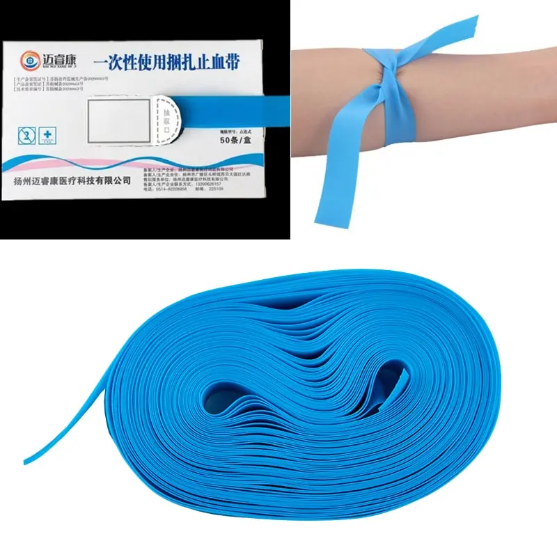 

10/50 strips pre cut elastic belt Disposable Tourniquet First aid kit product medical rubber tourniquet disposable tourniquet