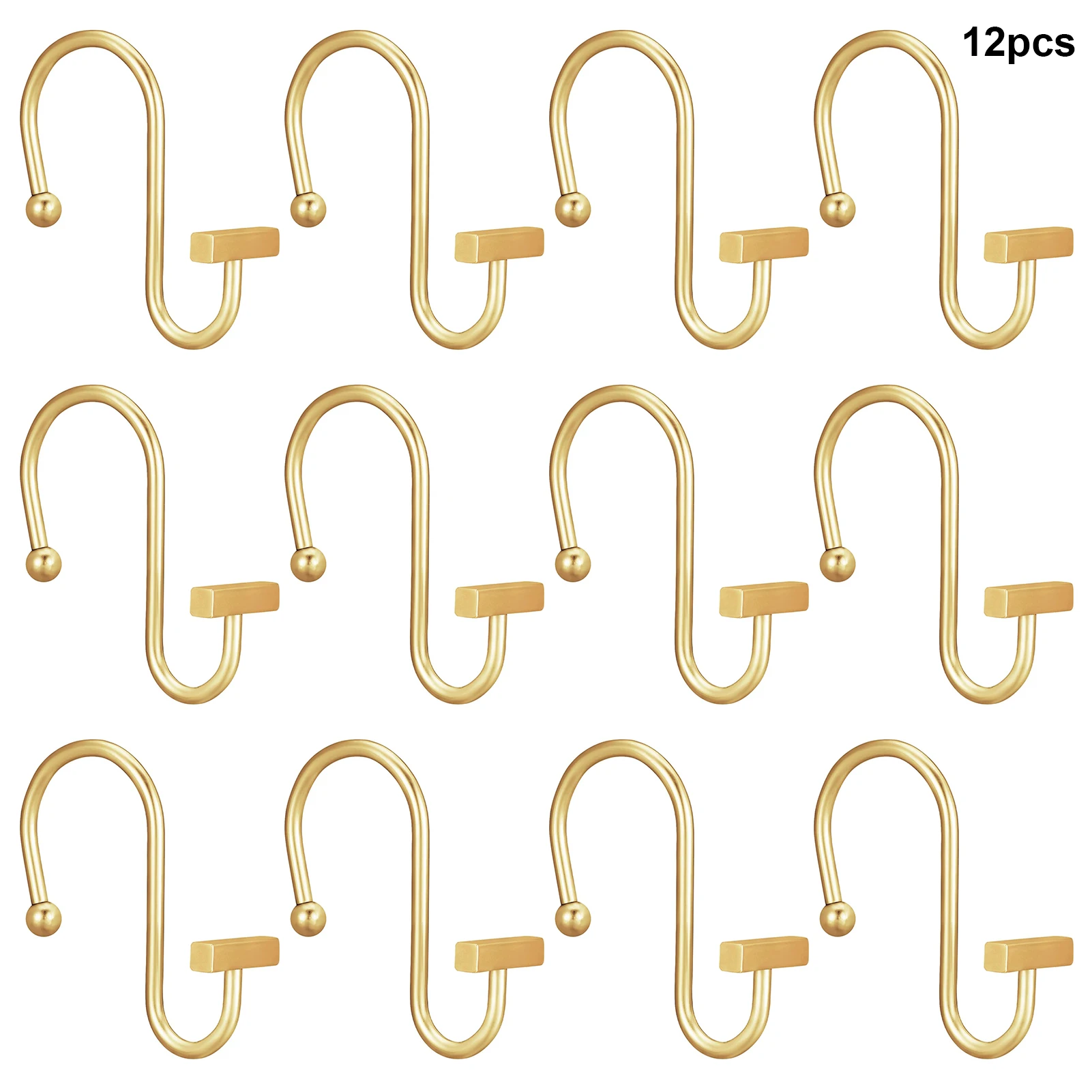 

12pcs Hanger Rings Durable Metal Accessories For Bathroom Hotel T Bar Shape Modern Smooth Sliding Shower Curtain Hook Heavy Duty