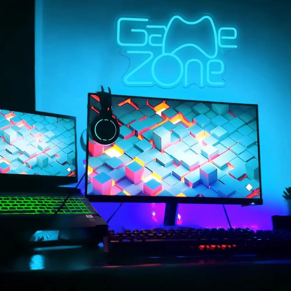Неоновая вывеска игровая зона настенный декор для комнат мальчиков светодиодные