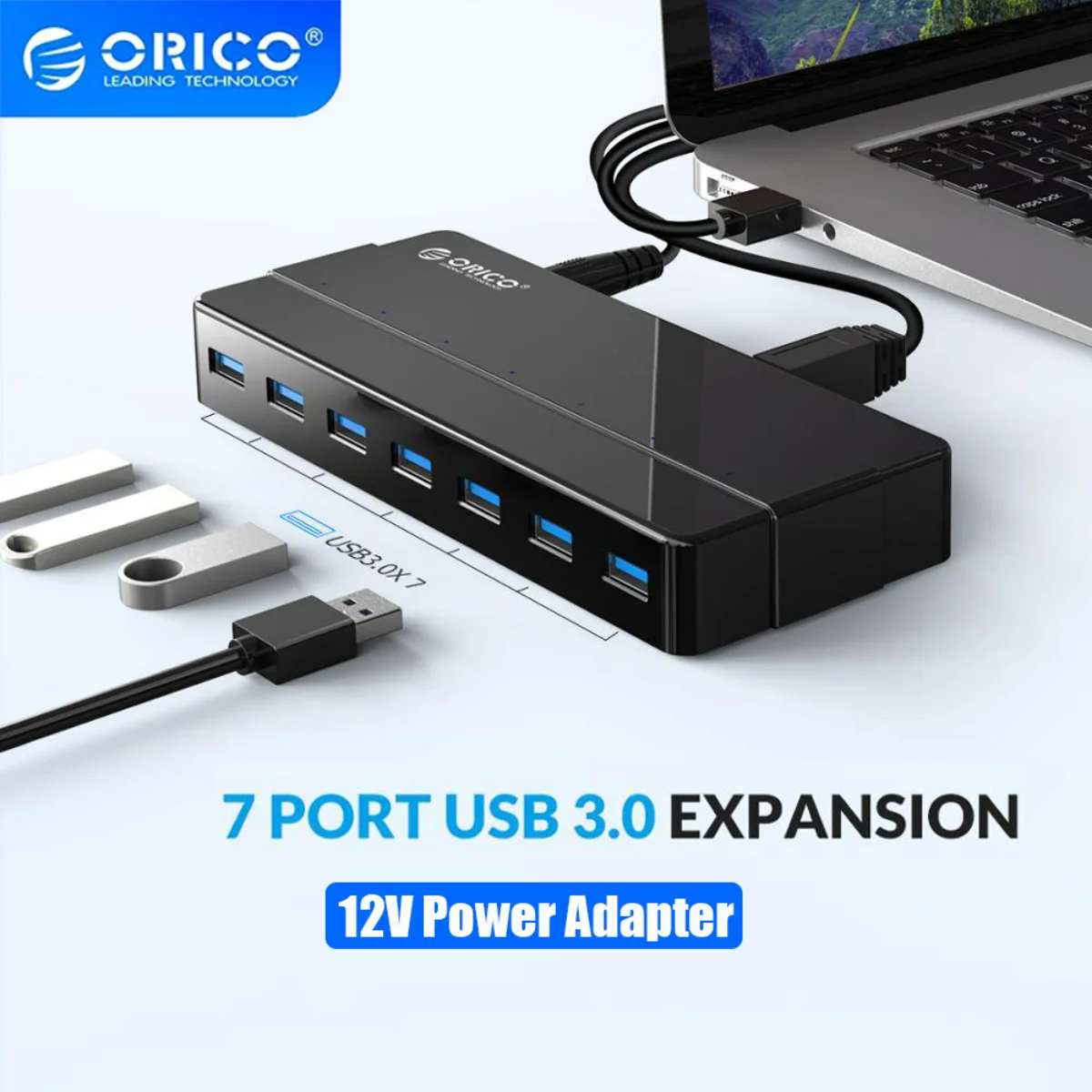 USB-Концентратор ORICO на 4 и 7 портов с адаптером питания 12 В