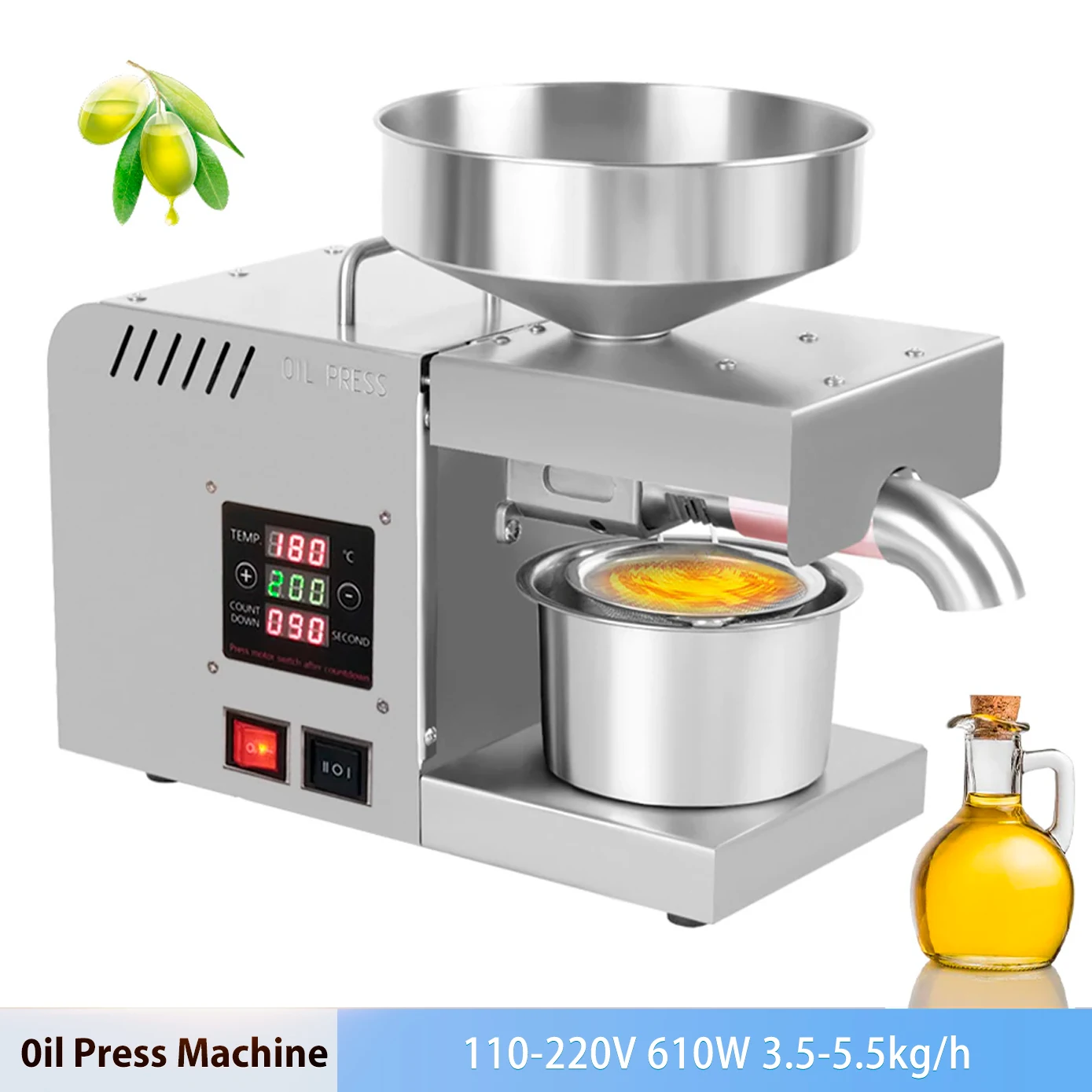 

X5S Automatic Oil Press Household FLaxseed Oil Extractor Peanut Oil Press Cold Press Oil Machine 1500W (MAX)