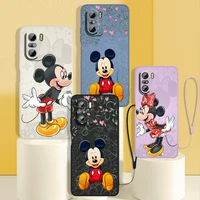 disney mickey minnie couple phone case for redmi k50 k40 gaming k30 k30s 10 10c 10x 9a 9 9t 9c 9at 8 8a 5g liquid rope cover