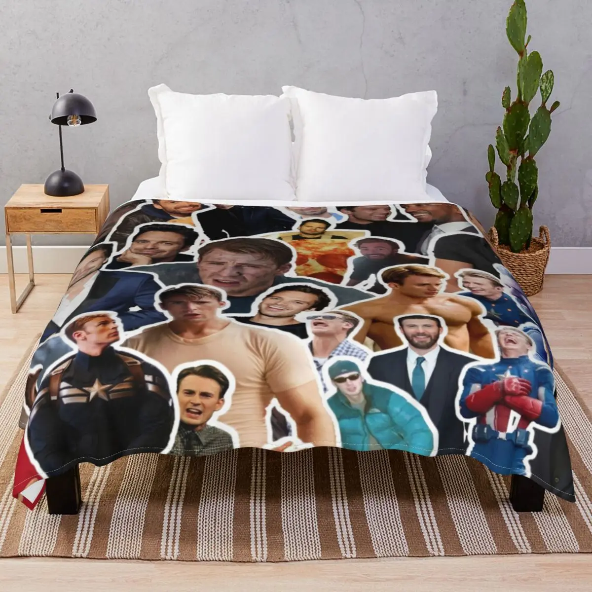 Chris Evans And Sebastian Stan Blanket Velvet Spring Autumn Warm Throw Blankets for Bed Sofa Travel Office