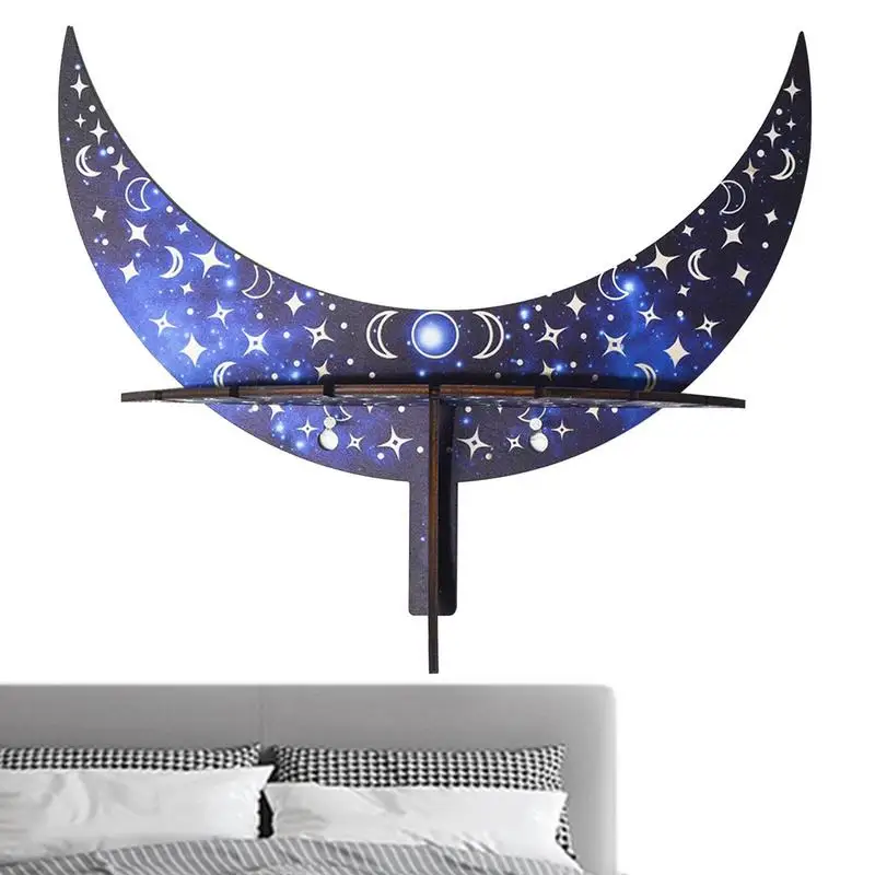 

Wood Moon Shelf Floating Wood Shelf Wear-resistant Moon Shaped Pendants Crescent Wall Shelf For Bedroom Small Plant Dorm Living