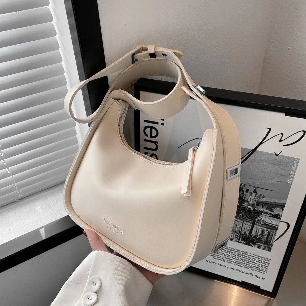 

Burminsa Half Moon Soft Shoulder Crossbody Bags For Women New 2022 Trend Fashion Design Adjustable Wide Strap Ladies Handbags