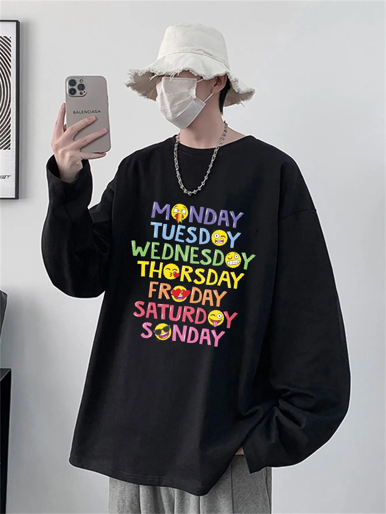 Футболка Y2k мужская с длинным рукавом смешная неделя стиль Харадзюку унисекс