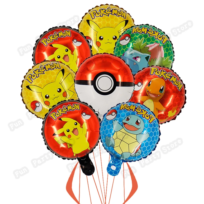 8Pcs Pokemon Balloon Dream Theme Birthday 10inch Balloon party decor Pikachu Balloon Set baby shower Kids Supplies toy Globos