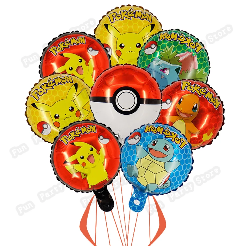

8Pcs Pokemon Balloon Dream Theme Birthday 10inch Balloon party decor Pikachu Balloon Set baby shower Kids Supplies toy Globos