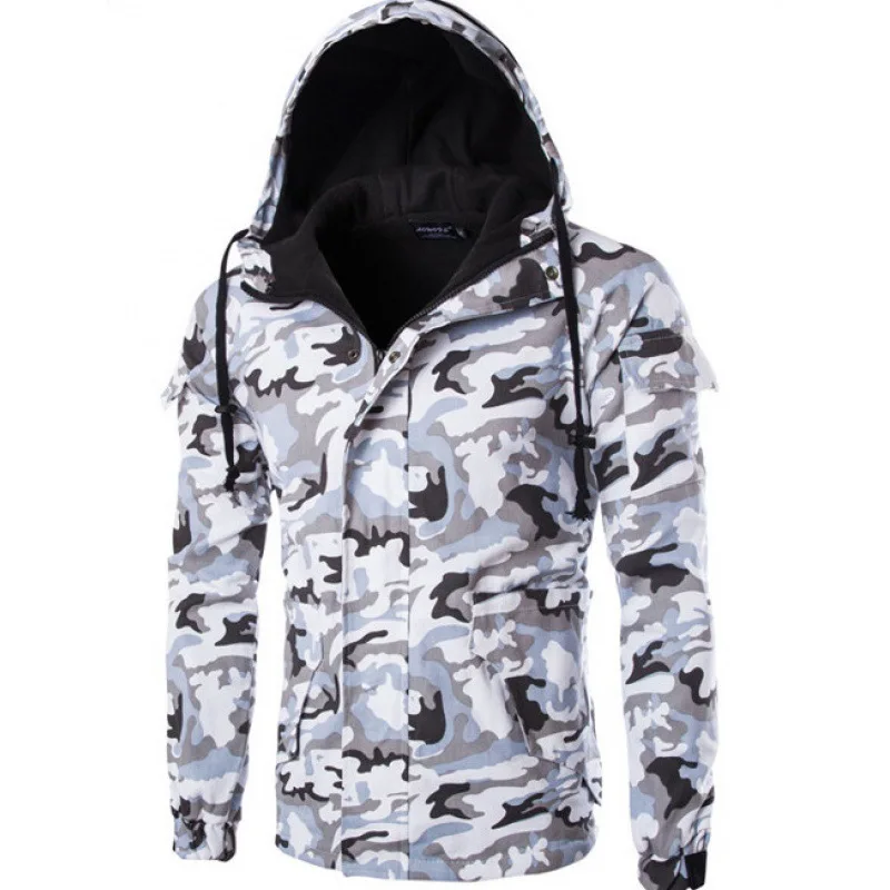 New Men's Camouflage Jacket Cotton Jacket Fashion Hooded Large Size Cotton Jacket