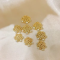 18k micro inlaid zircon shiny flower bead caps for bracelet beads earrings jewelry accessories materials caps