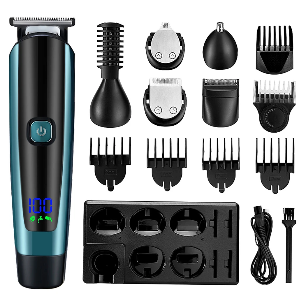 

CkeyiN 6 in 1 Professional Hair Clipper Kit Multifunctional T Blade Hair Trimmer Precise Cutting Styling Barber Men Grooming Set