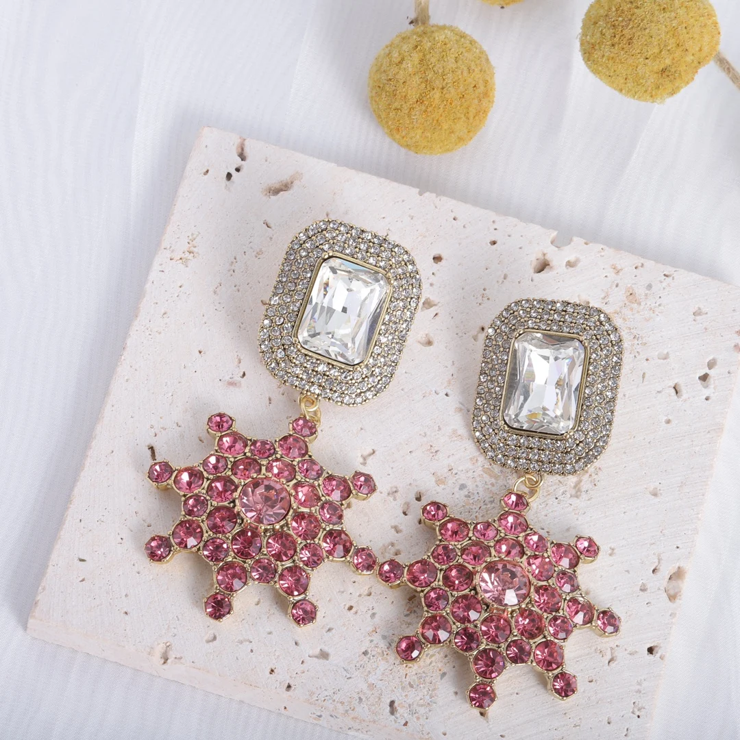 

High Quality Star and Square Combo Zirconia Set Women Earrings Party Gift Luxuries
