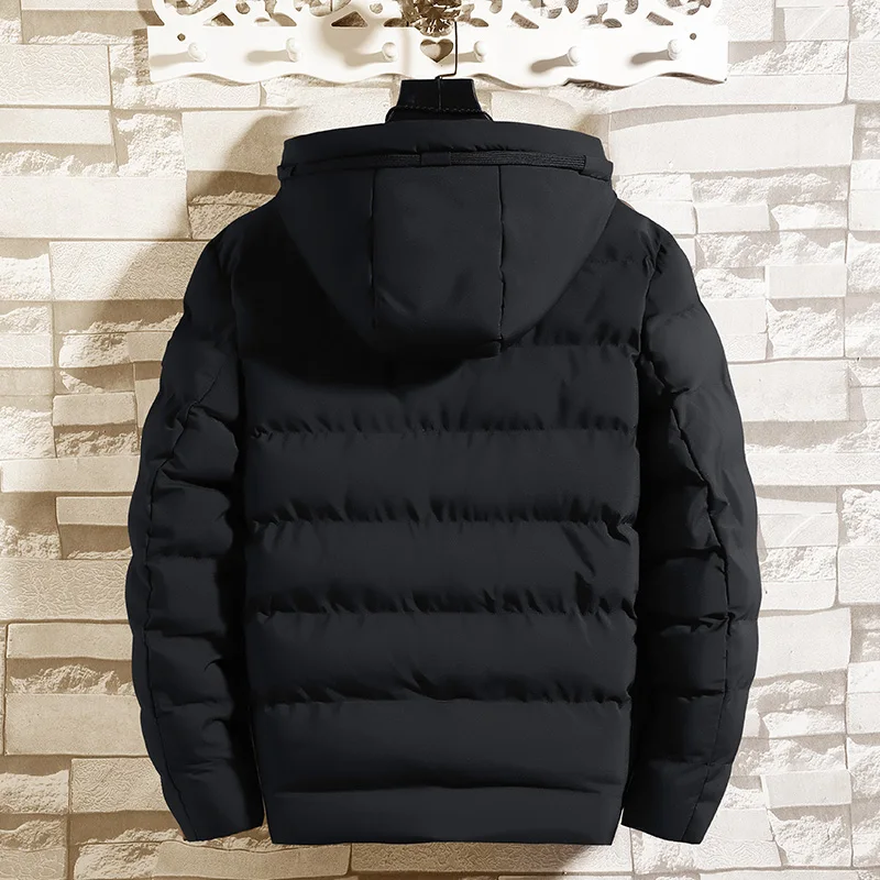 2022 Winter New Men High-Quality Hand-Plugged Cotton Hooded Thickened Short Cotton Coat Men's Cotton Coat Casual Trend Clothing